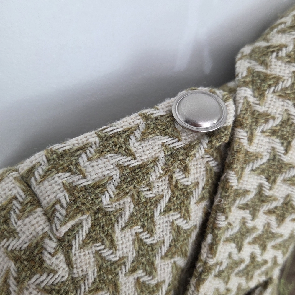 WALTER Green Cream Houndstooth Wool Blend Tweed Cropped Jacket Size 4 - Picture 9 of 12